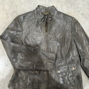 Alfani petite leather jacket snake skin
